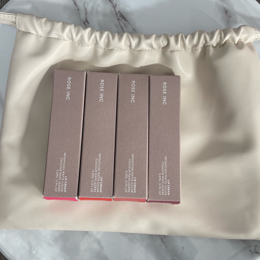 Rose Inc Lip Cream Longwearing Matte Liquid Lipstick Bundle Red Pink